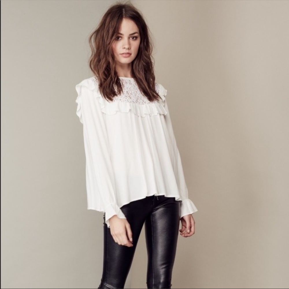 For Love And Lemons Lace Ruffle Vivi Blouse